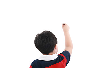 Image showing Adorable boy writing on a over white background 