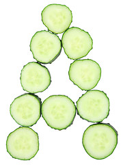 Image showing Vegetable Alphabet of chopped cucumber  - letter A