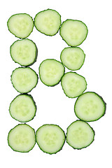 Image showing Vegetable Alphabet of chopped cucumber  - letter B