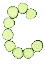 Image showing Vegetable Alphabet of chopped cucumber  - letter C