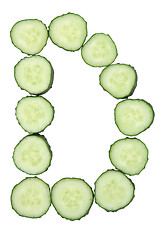 Image showing Vegetable Alphabet of chopped cucumber  - letter D