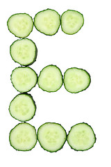 Image showing Vegetable Alphabet of chopped cucumber  - letter E