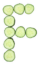 Image showing Vegetable Alphabet of chopped cucumber  - letter F