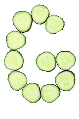 Image showing Vegetable Alphabet of chopped cucumber  - letter G