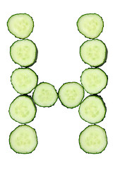 Image showing Vegetable Alphabet of chopped cucumber  - letter H