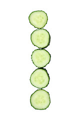 Image showing Vegetable Alphabet of chopped cucumber  - letter I