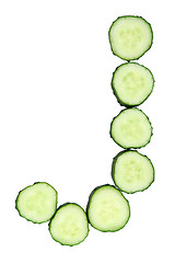Image showing Vegetable Alphabet of chopped cucumber  - letter J