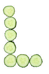Image showing Vegetable Alphabet of chopped cucumber  - letter L