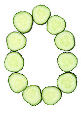 Image showing Vegetable Alphabet of chopped cucumber  - letter O