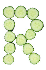 Image showing Vegetable Alphabet of chopped cucumber  - letter R