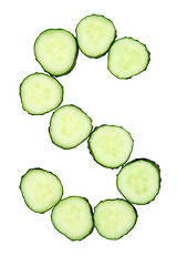 Image showing Vegetable Alphabet of chopped cucumber  - letter S