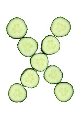 Image showing Vegetable Alphabet of chopped cucumber  - letter X