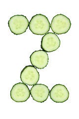 Image showing Vegetable Alphabet of chopped cucumber  - letter Z