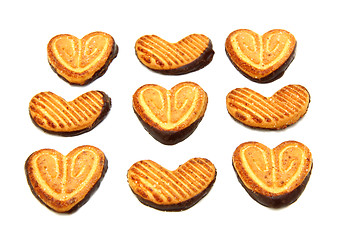 Image showing Cookies in the form of heart with chocolate 