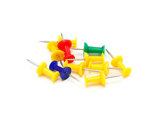 Image showing colorful office pins isolated