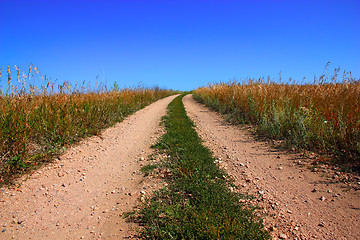 Image showing Rural road and the blue sky