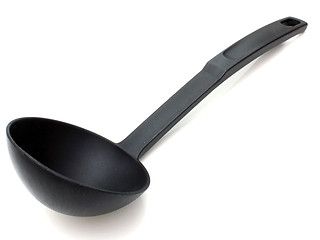 Image showing Black plastic soup ladle