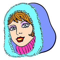 Image showing Hand-drawn fashion model. Vector illustration. Woman's face