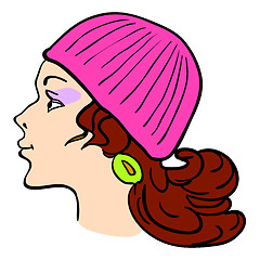 Image showing Hand-drawn fashion model. Vector illustration. Woman's face