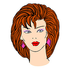 Image showing Hand-drawn fashion model. Vector illustration. Woman's face