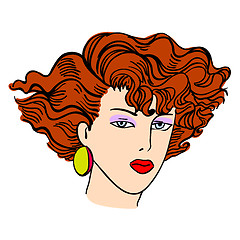 Image showing Hand-drawn fashion model. Vector illustration. Woman's face