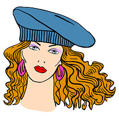 Image showing Hand-drawn fashion model. Vector illustration. Woman's face