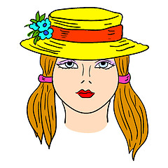 Image showing Hand-drawn fashion model. Vector illustration. Woman's face