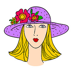 Image showing Hand-drawn fashion model. Vector illustration. Woman's face