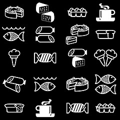 Image showing set of vector silhouettes of icons on the food theme