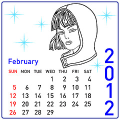 Image showing 2012 year calendar in vector. February.
