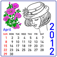 Image showing 2012 year calendar in vector. April.
