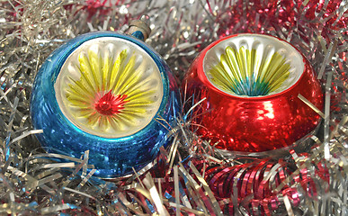 Image showing Christmas bauble and tinsel