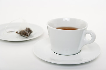 Image showing Cup of tea and used teabag