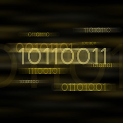 Image showing Yellow blurred binary code