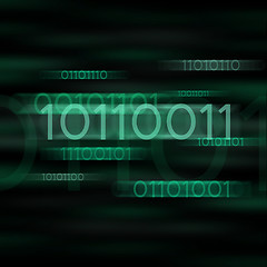 Image showing Green blurred binary code