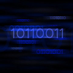 Image showing Blue blurred binary code