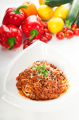 Image showing spaghetti pasta with bolognese sauce