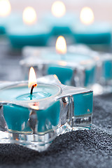 Image showing Blue candles