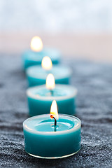 Image showing Blue candles