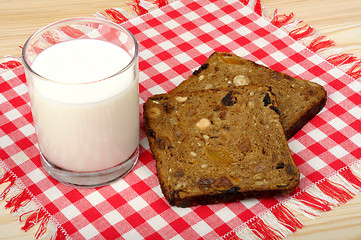 Image showing milk and fruit bread