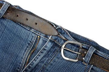 Image showing old jeans and a belt