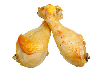 Image showing roasted chicken drumsticks