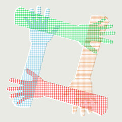 Image showing Conceptual symbol of multiracial human hands