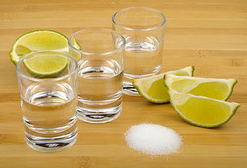 Image showing tequila, lime and salt