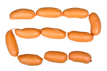 Image showing many sausages isolated on a white background