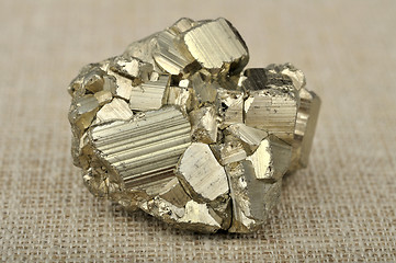 Image showing pyrite in the background of a burlap