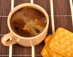 Image showing coffee and crackers