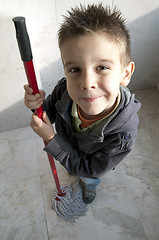 Image showing Children who clean the floor