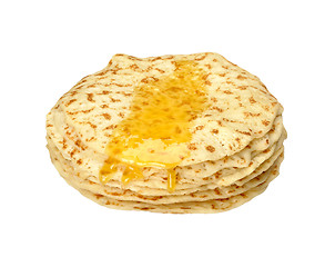 Image showing pancakes with honey