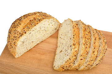 Image showing bread with sesame seeds and flax